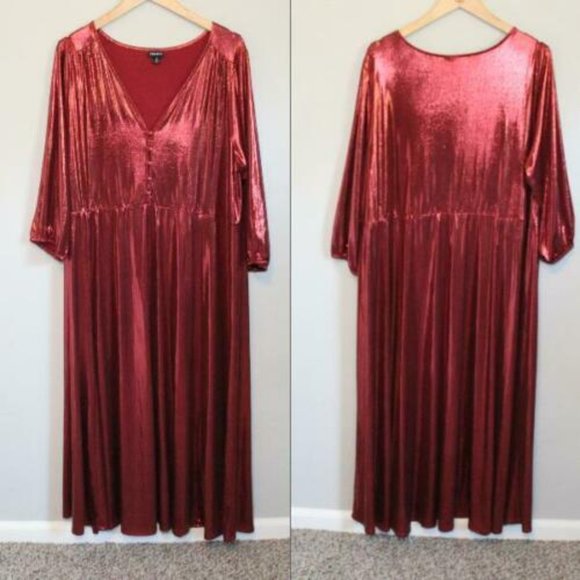 Torrid Red Liquid Knit Tea Length Dress H11455 - Picture 11 of 12